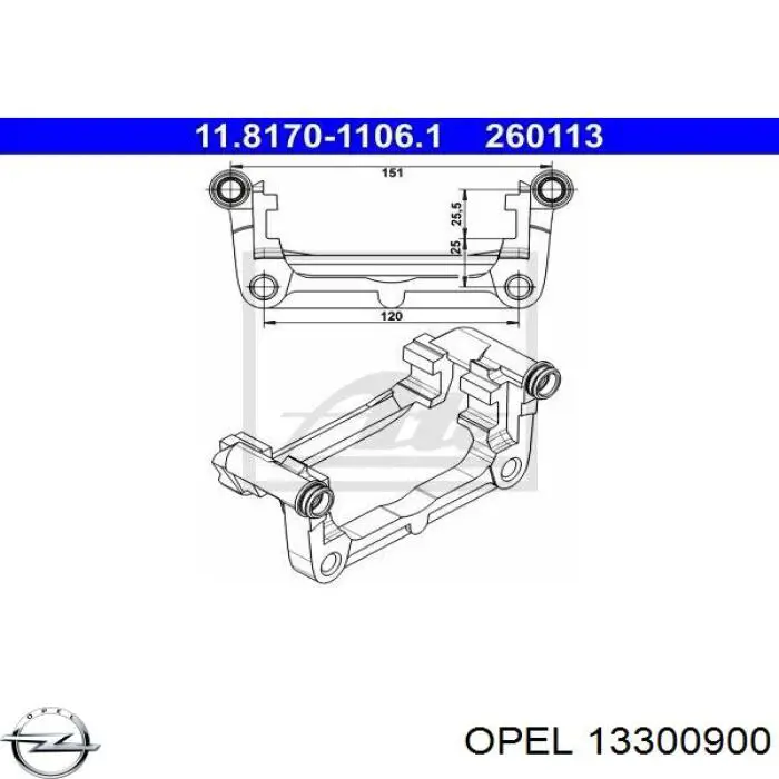 13300900 Opel скоба тормозного суппорта заднего