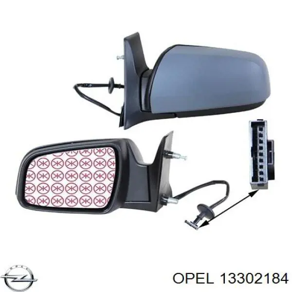 Зеркальный элемент зеркала заднего вида правого Opel 13302184