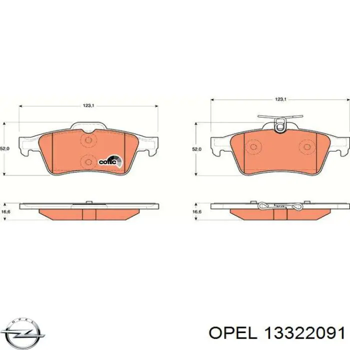 Колодки дисковые  Opel 13322091 цена, от 26.04 USD