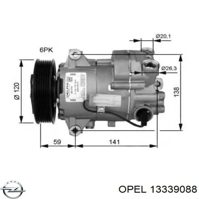 Компрессор кондиционера 13339088 Opel