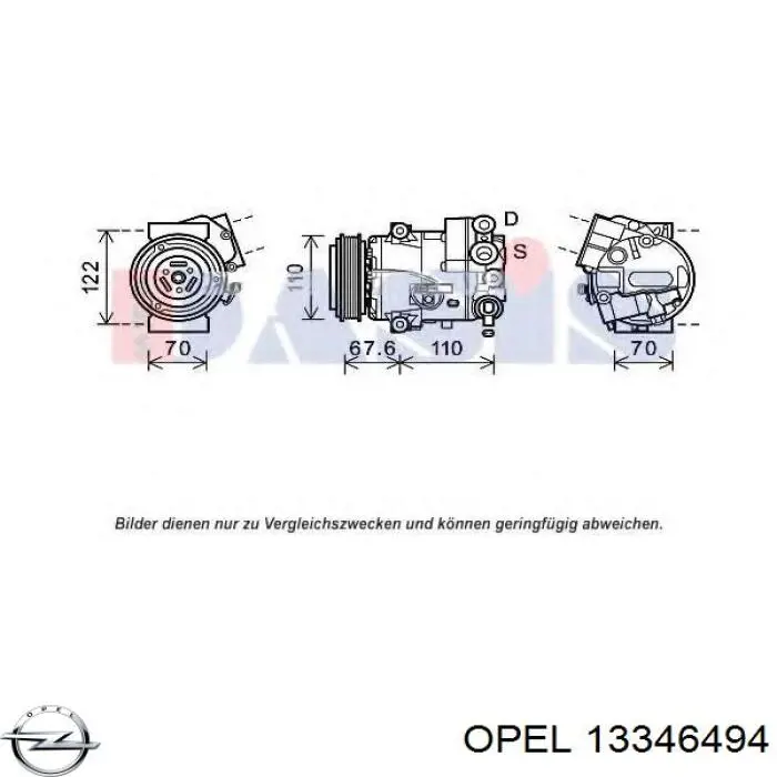 Компрессор кондиционера 13346494 Opel