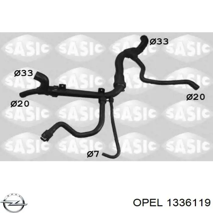 1336119 Opel mangueira (cano derivado inferior do radiador de esfriamento)