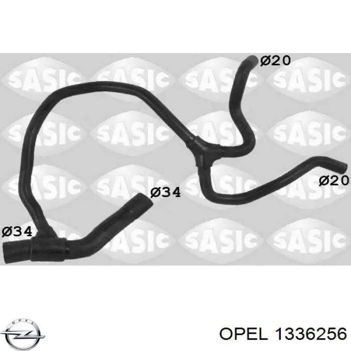 1336256 Opel mangueira (cano derivado inferior do radiador de esfriamento)
