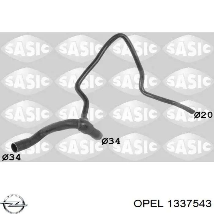 1337543 Opel шланг (патрубок радиатора охлаждения нижний)
