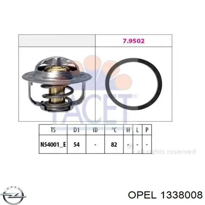 1338008 Opel термостат
