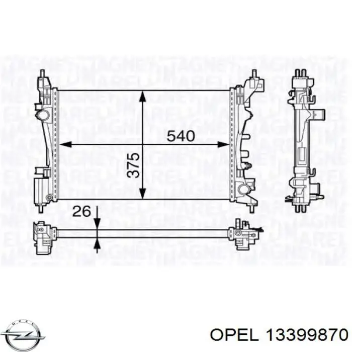 Радиатор охлаждения двигателя Opel 13399870 цена, от 64.68 USD