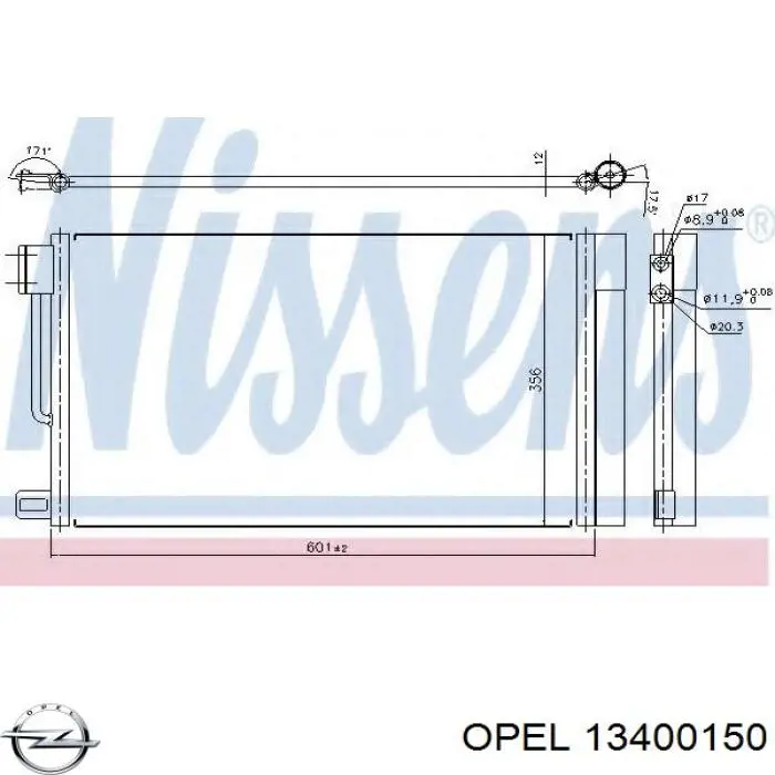 Радиатор кондиционера 13400150 Opel