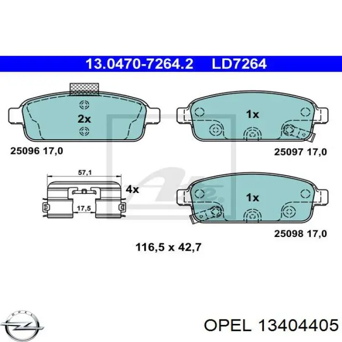 Колодки дисковые  Opel 13404405 цена, от 14.61 USD