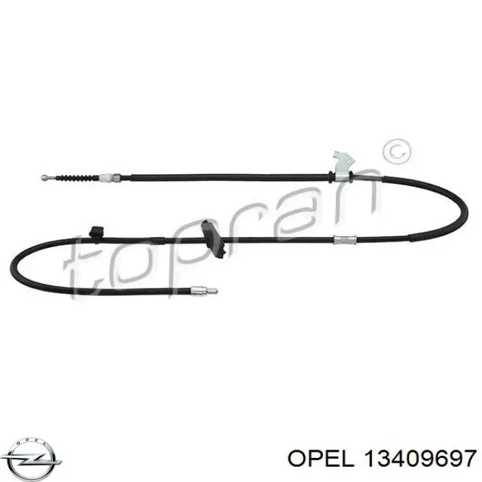 13409697 Opel трос ручного тормоза задний правый