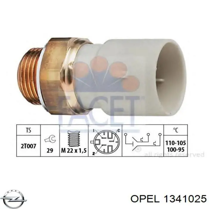 1341025 Opel датчик температуры охлаждающей жидкости (включения вентилятора радиатора)