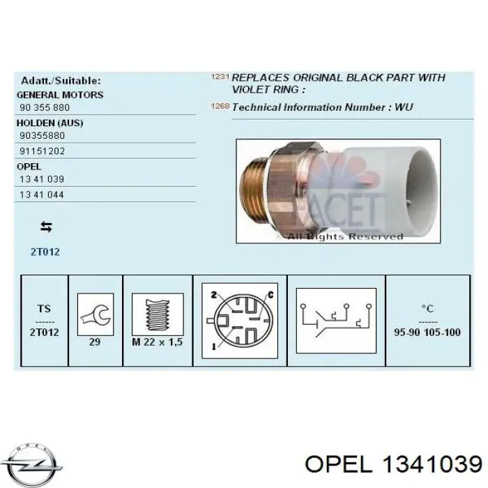 1341039 Opel Датчик радиатора