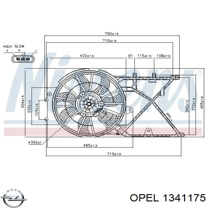 Электровентилятор охлаждения в сборе Opel 1341175 цена, от 54.84 USD