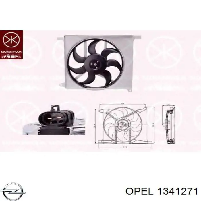 1341271 Opel электровентилятор охлаждения в сборе (мотор+крыльчатка)