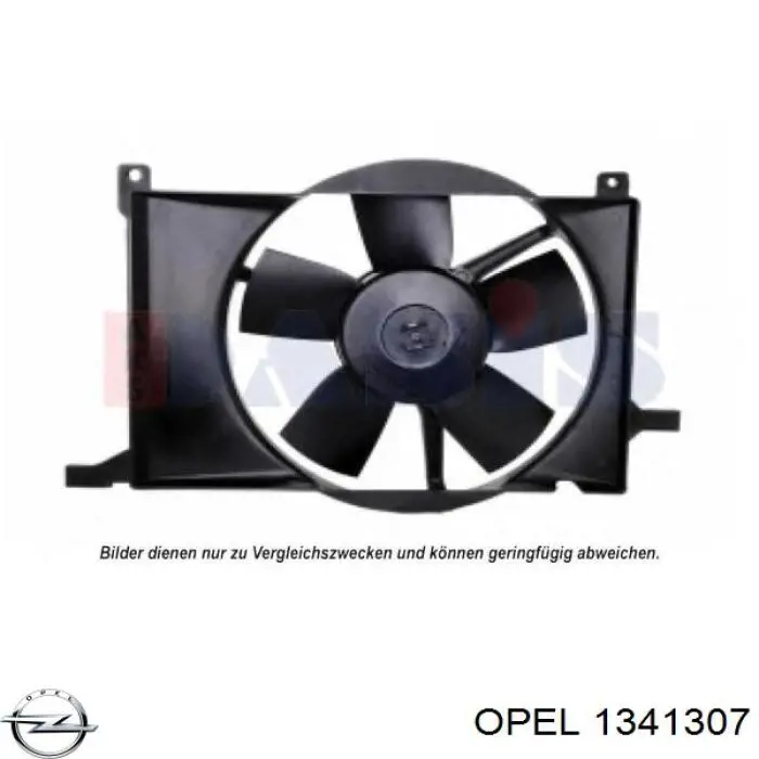 1341307 Opel ventilador elétrico de esfriamento montado (motor + roda de aletas)