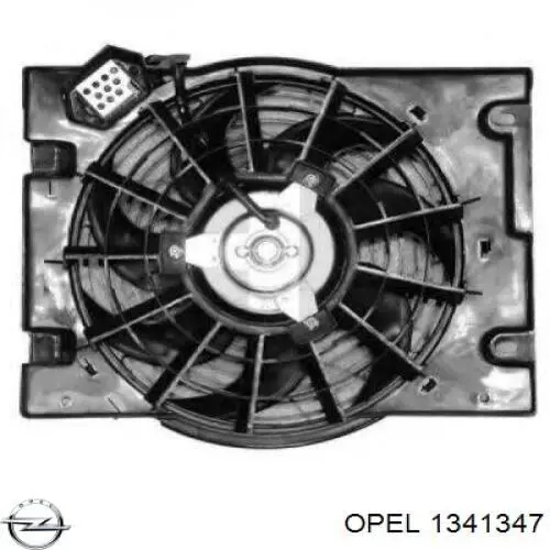 1341347 Opel ventilador elétrico de esfriamento montado (motor + roda de aletas)