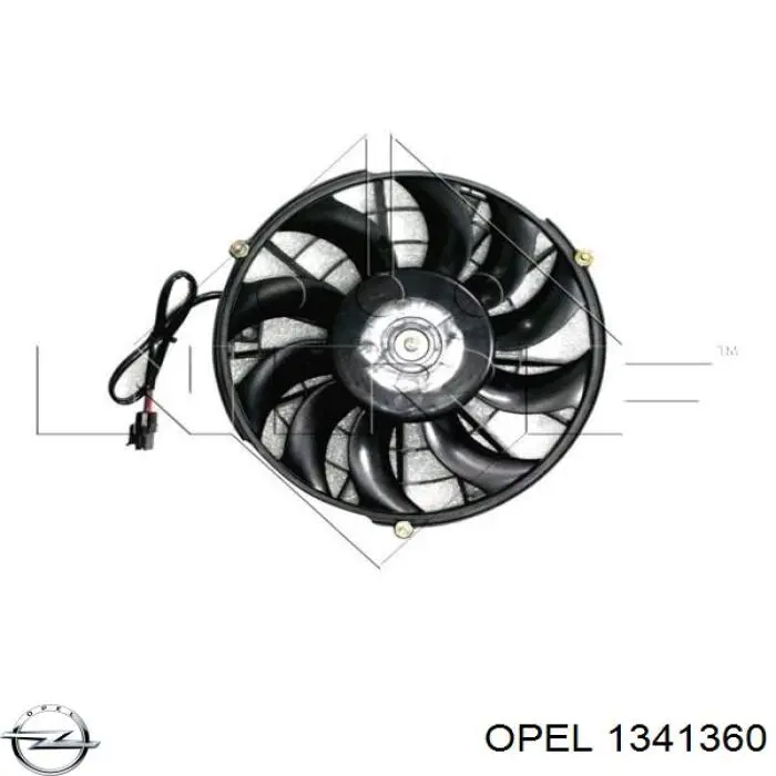 1341360 Opel ventilador elétrico de esfriamento montado (motor + roda de aletas)