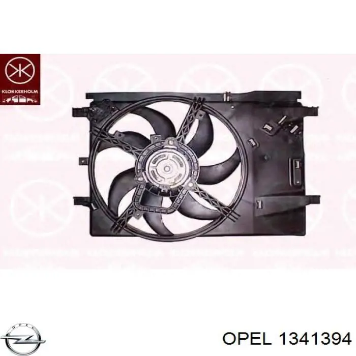 1341394 Opel диффузор радиатора охлаждения, в сборе с мотором и крыльчаткой