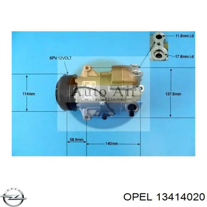 Компрессор системы кондиционирования Opel 13414020 цена, от 215.52 USD