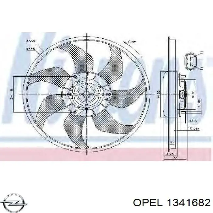 Электровентилятор охлаждения в сборе Opel 1341682 цена, от 38.01 USD