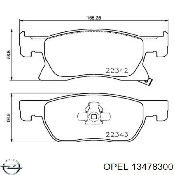 13478300 Opel sapatas do freio dianteiras de disco