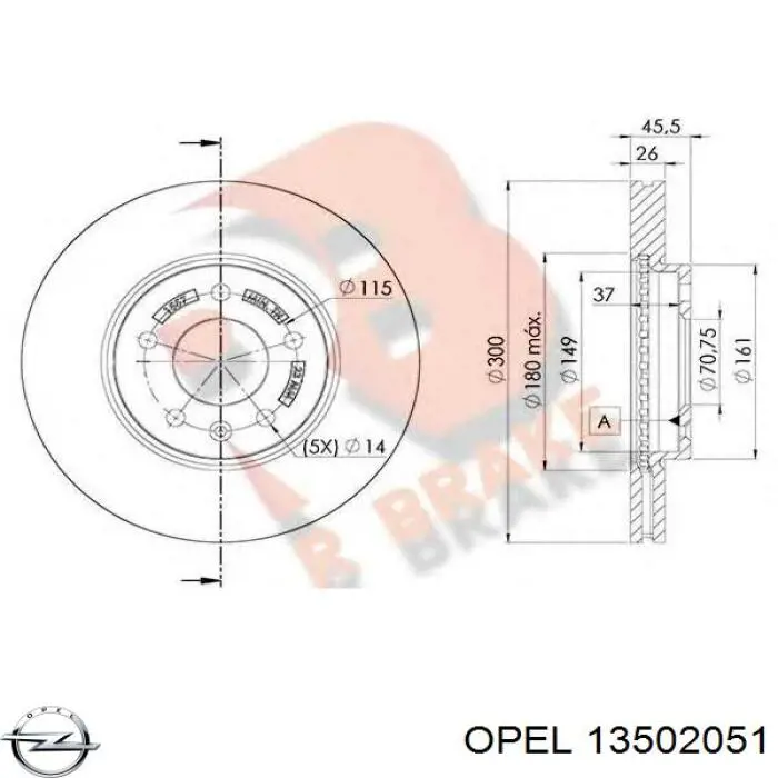 13502051 Opel диск тормозной передний
