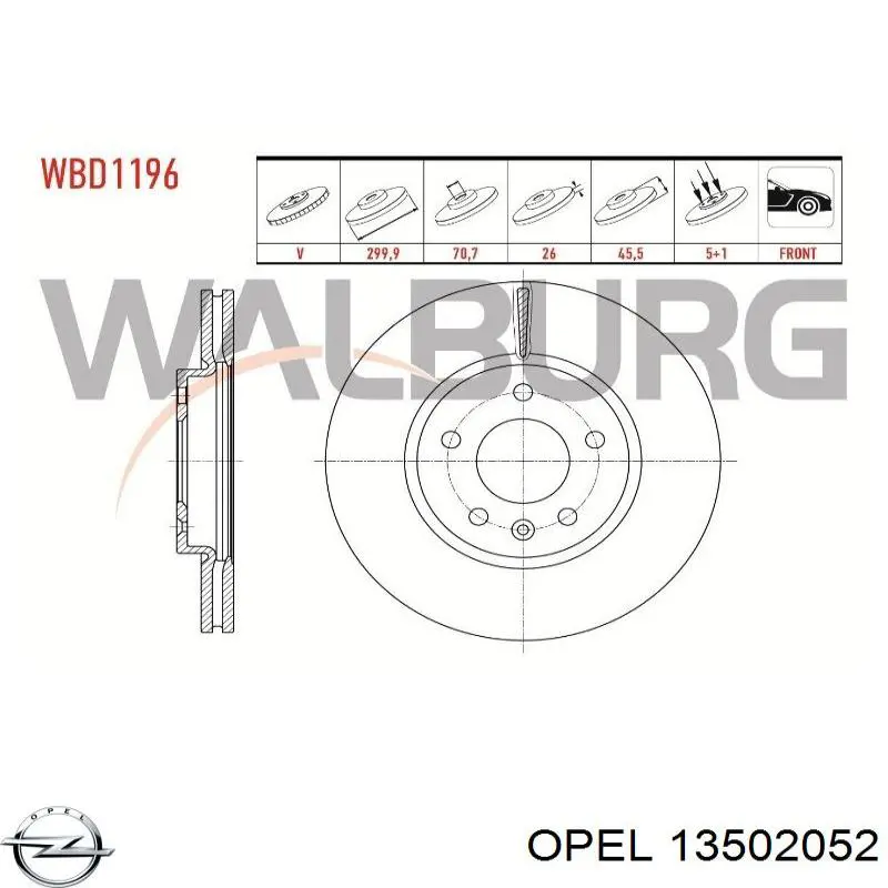 13502052 Opel диск тормозной передний