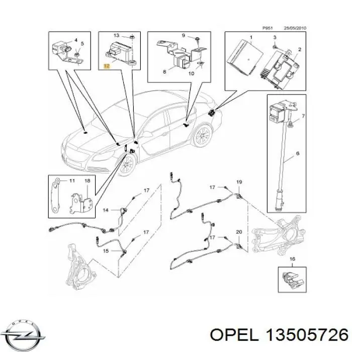 13505726 Opel датчик поперечного ускорения (esp)