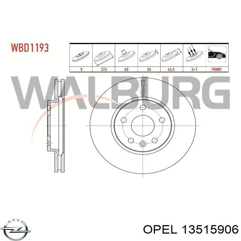 13515906 Opel Диск тормозной передний