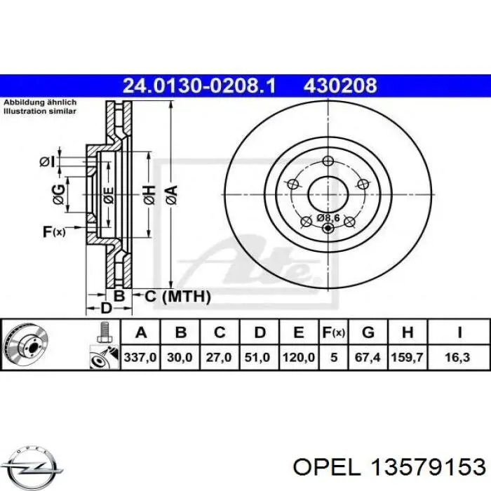 Тормозные диски 13579153 Opel