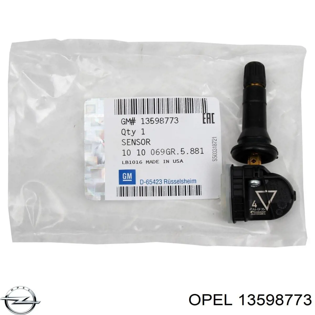 13598773 Opel датчик давления воздуха в шинах