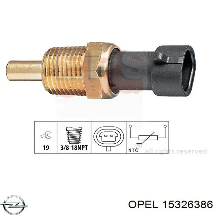 15326386 Opel датчик температуры охлаждающей жидкости