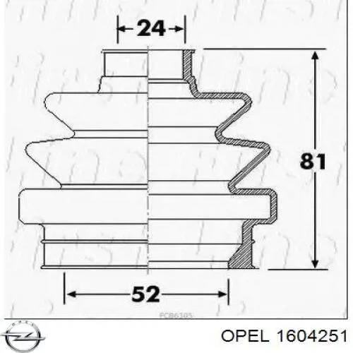 Пыльник ШРУСа задней полуоси наружный 1604251 Opel