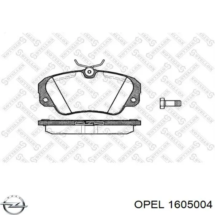 Передние тормозные колодки 1605004 Opel