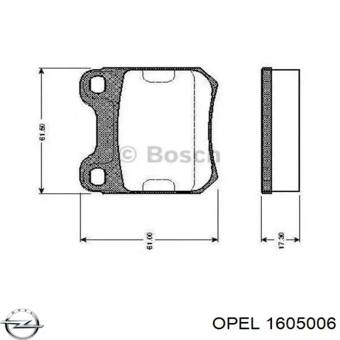 Купить 1605006 Opel Колодки тормозные задние, дисковые