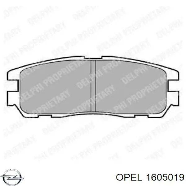 1605019 Opel колодки тормозные задние дисковые