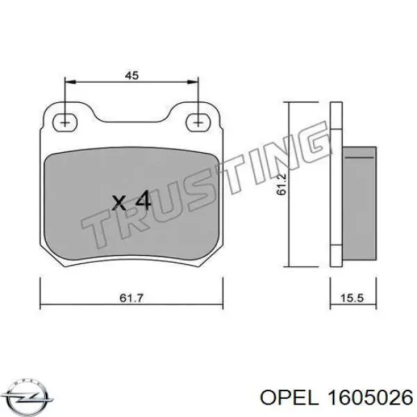 Колодки дисковые  Opel 1605026 цена, от 16.96 USD