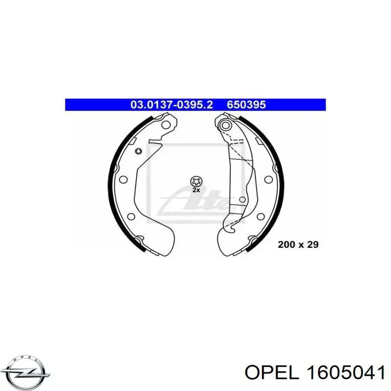1605041 Opel колодки тормозные задние барабанные