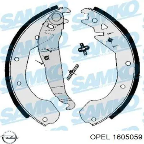 Купить 1605059 Opel Задние барабанные тормозные колодки