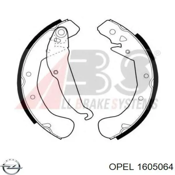 1605064 Opel Барабанные тормозные колодки