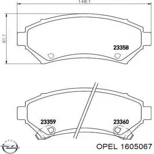 Колодки Opel 1605067 цена, от 25.23 USD