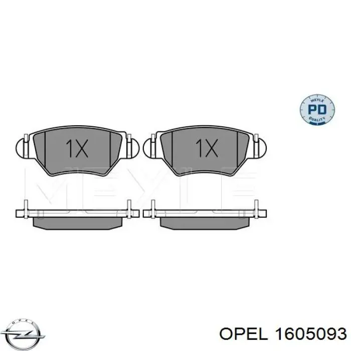 Колодки тормозные задние дисковые Opel 1605093