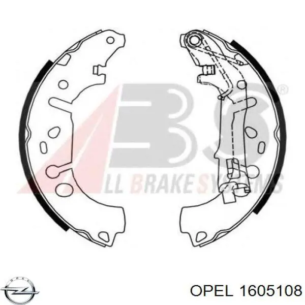 Задние барабанные колодки 1605108 Opel