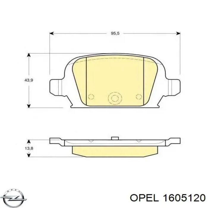 Купить 1605120 Opel Колодки тормозные задние, дисковые