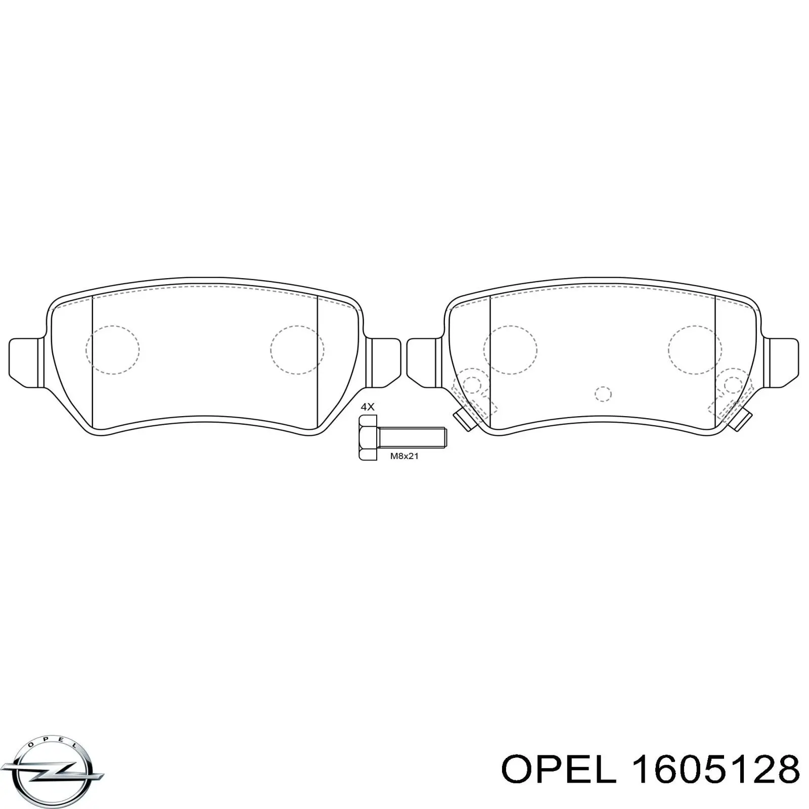 Задние дисковые колодки Opel 1605128