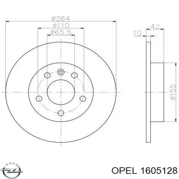 Задние тормозные колодки 1605128 Opel