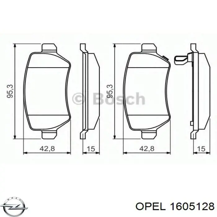 Купить 1605128 Opel Колодки тормозные задние, дисковые