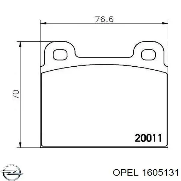 Передние тормозные колодки 1605131 Opel