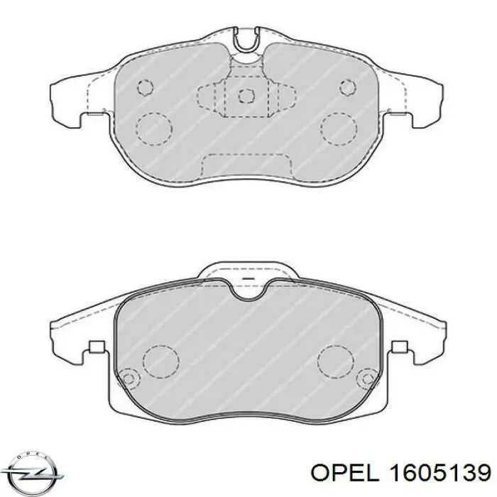 Передние тормозные колодки 1605139 Opel