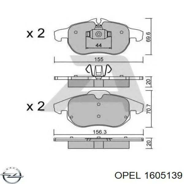 Колодки Opel 1605139 цена, от 18.91 USD