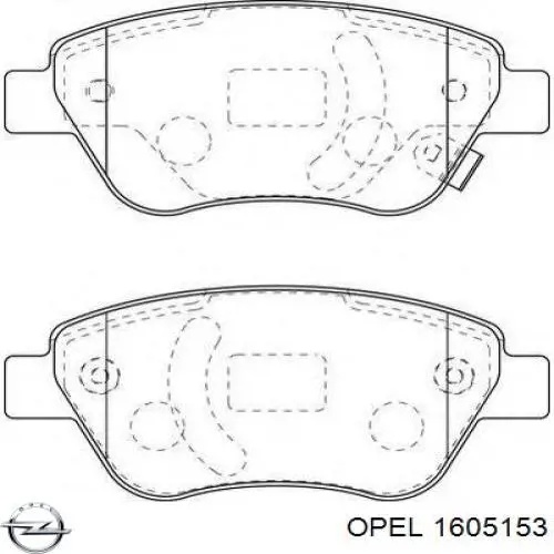 Передние тормозные колодки 1605153 Opel
